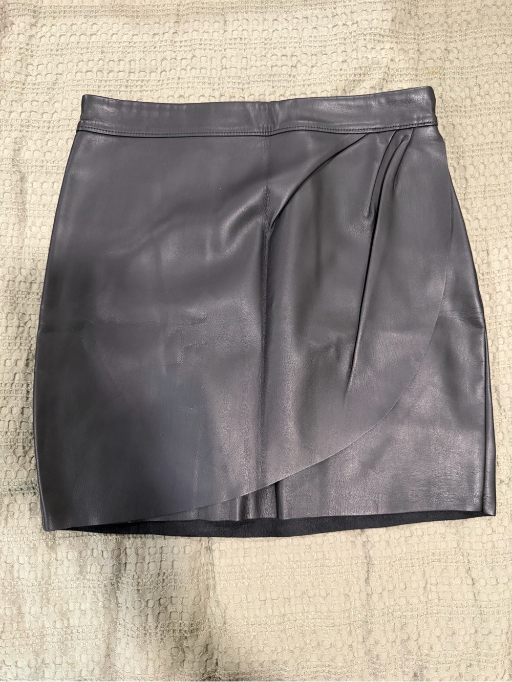 Black Leather Wrap-Front Mini Skirt Express size 2